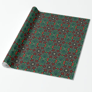 Cadeau Papier d'emballage de conception verte rouge de