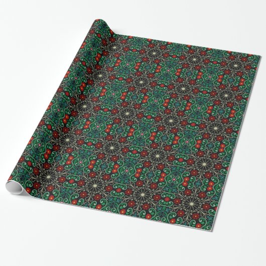 Cadeau Papier d'emballage de conception verte rouge de (Déroulé)
