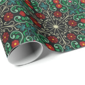 Cadeau Papier d'emballage de conception verte rouge de (Coin rond)