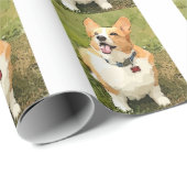 Cadeau Papier d'emballage de corgi (Coin rond)