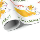 Cadeau Papier d'emballage de corgi de Joyeux Noël (Coin rond)