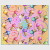 CADEAU PAPIER D'EMBALLAGE DE CORNET DE CRÈME GLACÉE (Plat)