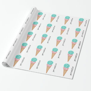 Cadeau Papier d'emballage de cornets de crème glacée de