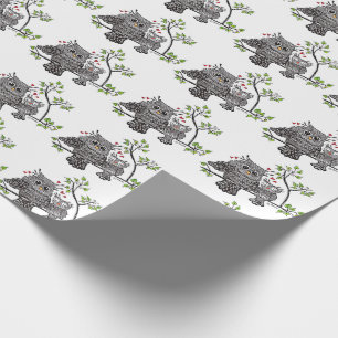 Cadeau Papier d'emballage de couples mignons de hibou
