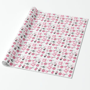 Cadeau Papier d'emballage de couture rose de motif de