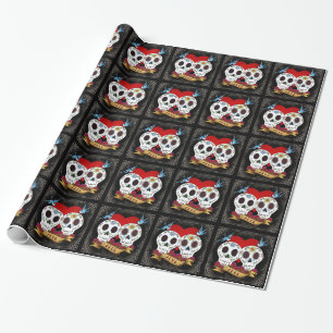 Cadeau Papier d'emballage de crânes d'amour