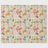 Cadeau Papier d'emballage de créatures de forêt - matte (Plat)