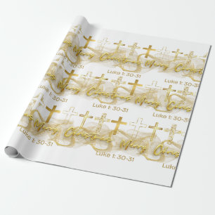 Cadeau Papier d'emballage de croix de Noël chrétien