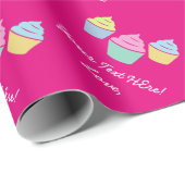 Cadeau Papier d'emballage de cupcake mignon avec texte pe (Coin rond)