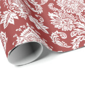 Cadeau Papier d'emballage de damassé florale blanche et (Coin rond)