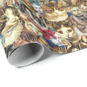 Cadeau Papier d'emballage de dame folle de chat (Coin rond)