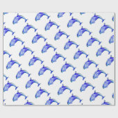 Cadeau Papier d'emballage de dauphin bleu (Plat)