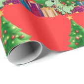 Cadeau Papier d'emballage de dinosaure de Noël sur mesure (Coin rond)
