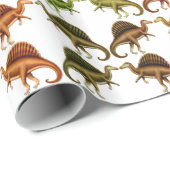 Cadeau Papier d'emballage de dinosaure multicolore de (Coin rond)