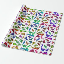 Papier d'emballage de dinosaures colorés frais