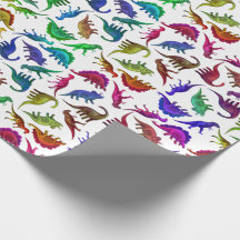 Papier d'emballage de dinosaures colorés frais