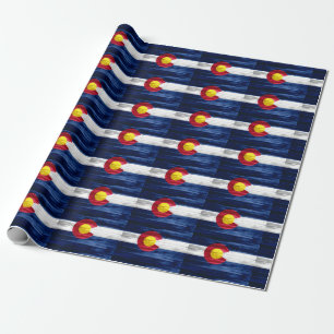 Cadeau Papier d'emballage de drapeau en bois du Colorado