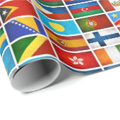Cadeau Papier d'emballage de drapeaux du monde (Coin rond)
