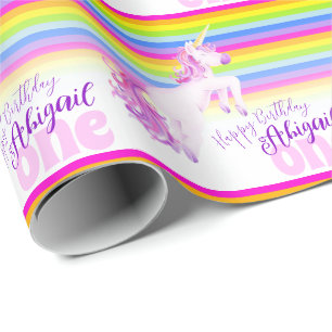 Cadeau papier d'emballage de ęr d'anniversaire de licorne