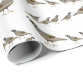 Cadeau Papier d'emballage de famille de cailles de (Coin rond)