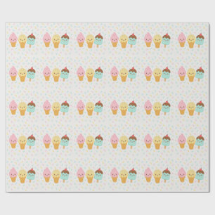 Cadeau Papier d'emballage de fête de glace kawaii mignon
