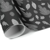 Cadeau Papier d'emballage de feuilles foncé d'automne (Coin rond)