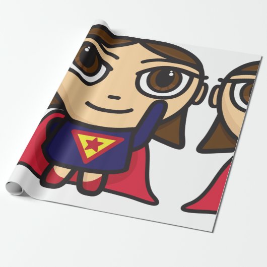 Cadeau Papier d'emballage de fille de super héros (Déroulé)