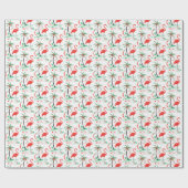 Cadeau Papier d'emballage de Flamant rose rouge de Noël (Plat)