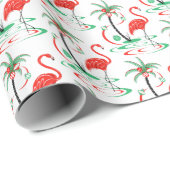 Cadeau Papier d'emballage de Flamant rose rouge de Noël (Coin rond)