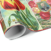 Cadeau Papier d'emballage de fleur de graine de collage (Coin rond)