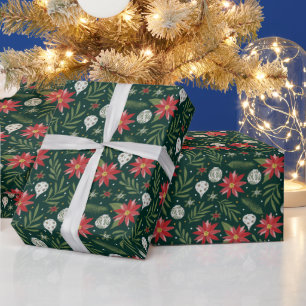 Cadeau Papier d'emballage de fleur de Poinsettia de Noël