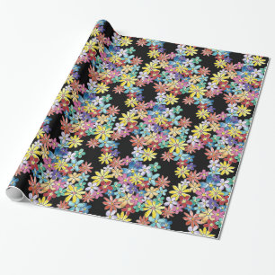 Cadeau Papier d'emballage de fleurs de griffonnage