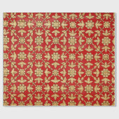 Cadeau papier d'emballage de fleurs dorées (Plat)