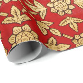 Cadeau papier d'emballage de fleurs dorées (Coin rond)