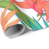 Cadeau papier d'emballage de fleurs tropicales (Coin rond)