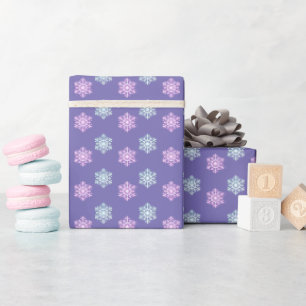 Cadeau papier d'emballage de flocons de neige violet de N