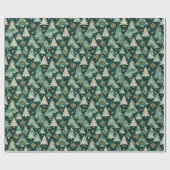 Cadeau Papier d'emballage de forêt hivernale sur fond som (Plat)