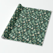 Cadeau Papier d'emballage de forêt hivernale sur fond som (Déroulé)