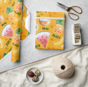 Cadeau Papier d'emballage de fruits tropicaux