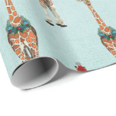 Cadeau Papier d'emballage de GIRAFE DE FÊTE (Coin rond)