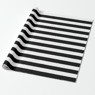 Cadeau Papier d'emballage de grandes rayures noires et