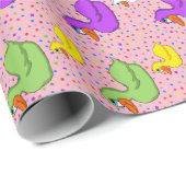 Cadeau Papier d'emballage de grands et petits canards (Coin rond)
