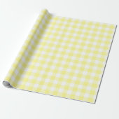 Cadeau Papier d'emballage de guingan jaune et blanc (Déroulé)