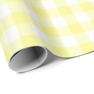 Cadeau Papier d'emballage de guingan jaune et blanc
