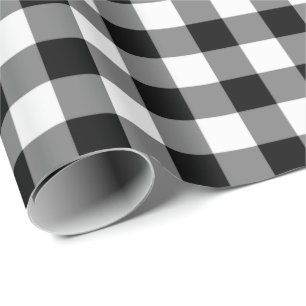Cadeau Papier d'emballage de guingan noir et blanc
