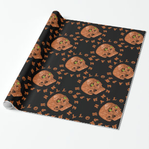 Cadeau Papier d'emballage de Halloween de crâne heureux