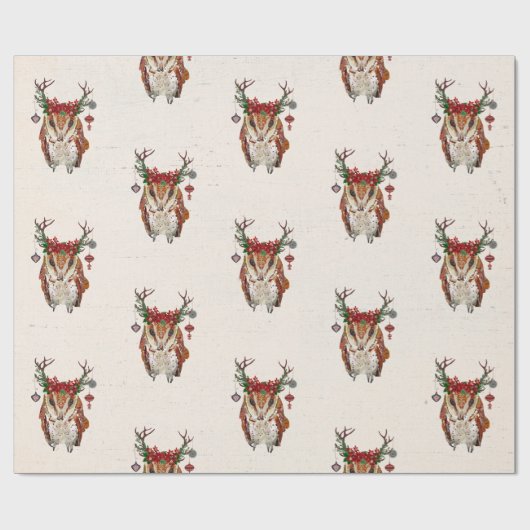 Cadeau Papier d'emballage de HIBOU AMBRE DE FÊTE (Plat)