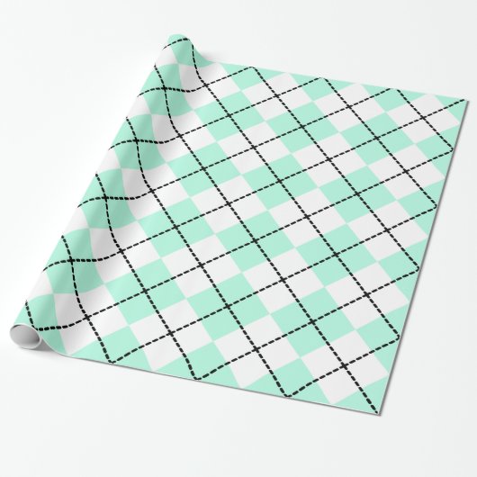 Cadeau Papier d'emballage de Jacquard de menthe (Déroulé)