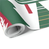 Cadeau papier d'emballage de la forêt de noël (Coin rond)