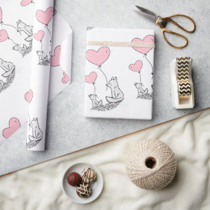 Cadeau Papier d'emballage de la Saint-Valentin Renard ros